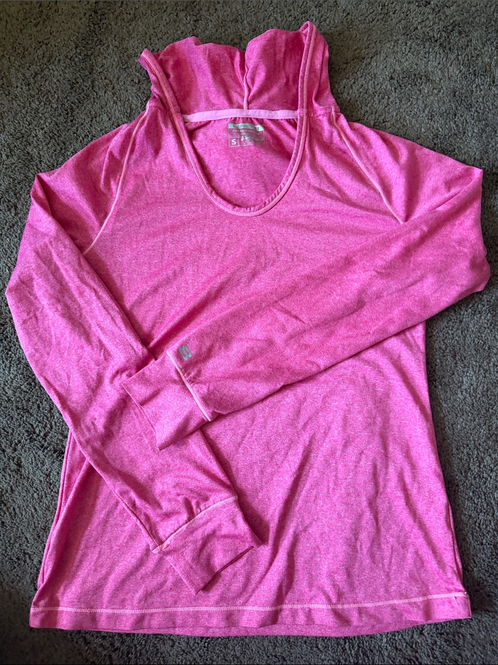 Layer 8 Women's Pink Hooded Long Sleeve Active Top